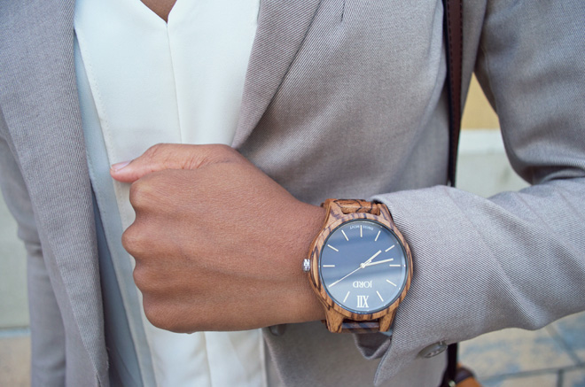 Dagny Zenovia JORD Frankie Zebrawood Navy Watch