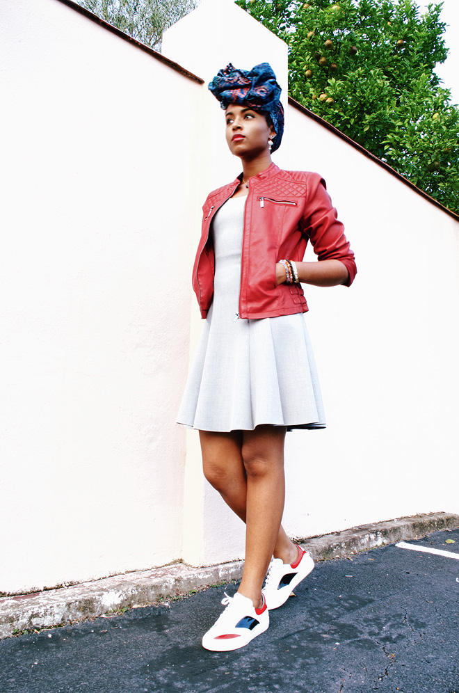 Dagny Zenovia African Head Wrap Leather Jacket